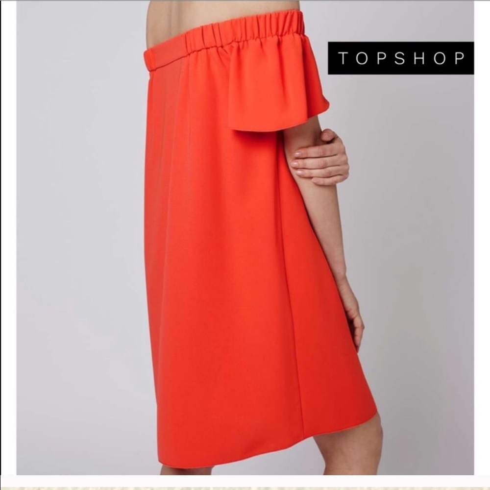 Topshop Off The Shoulder Tangerine Dress